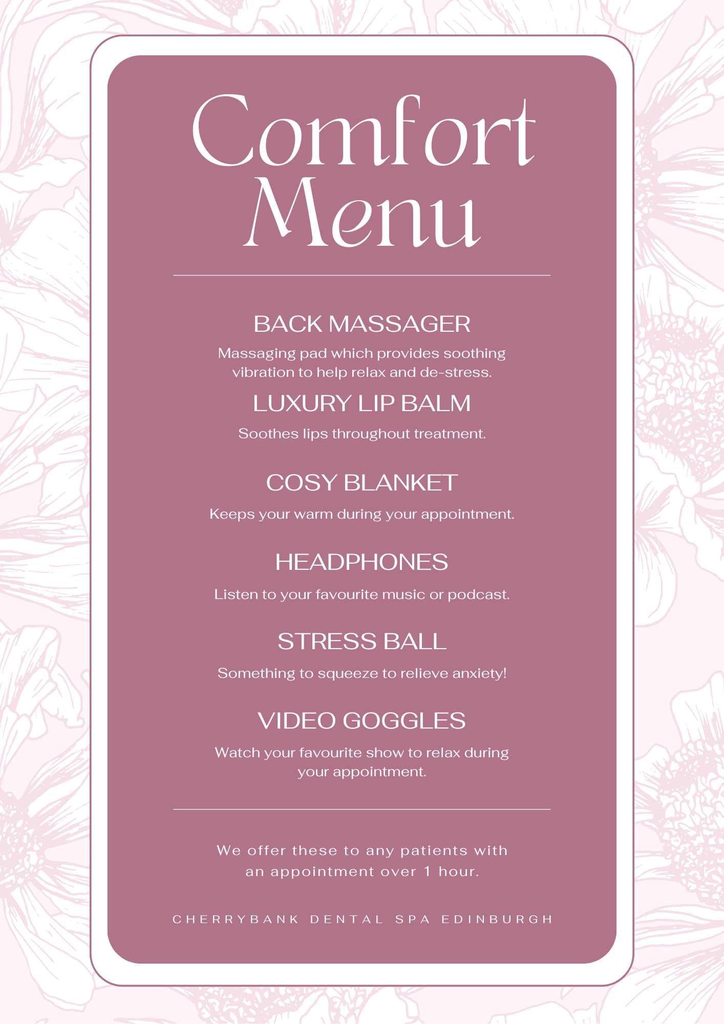 Comfort Menu - Cherrybank